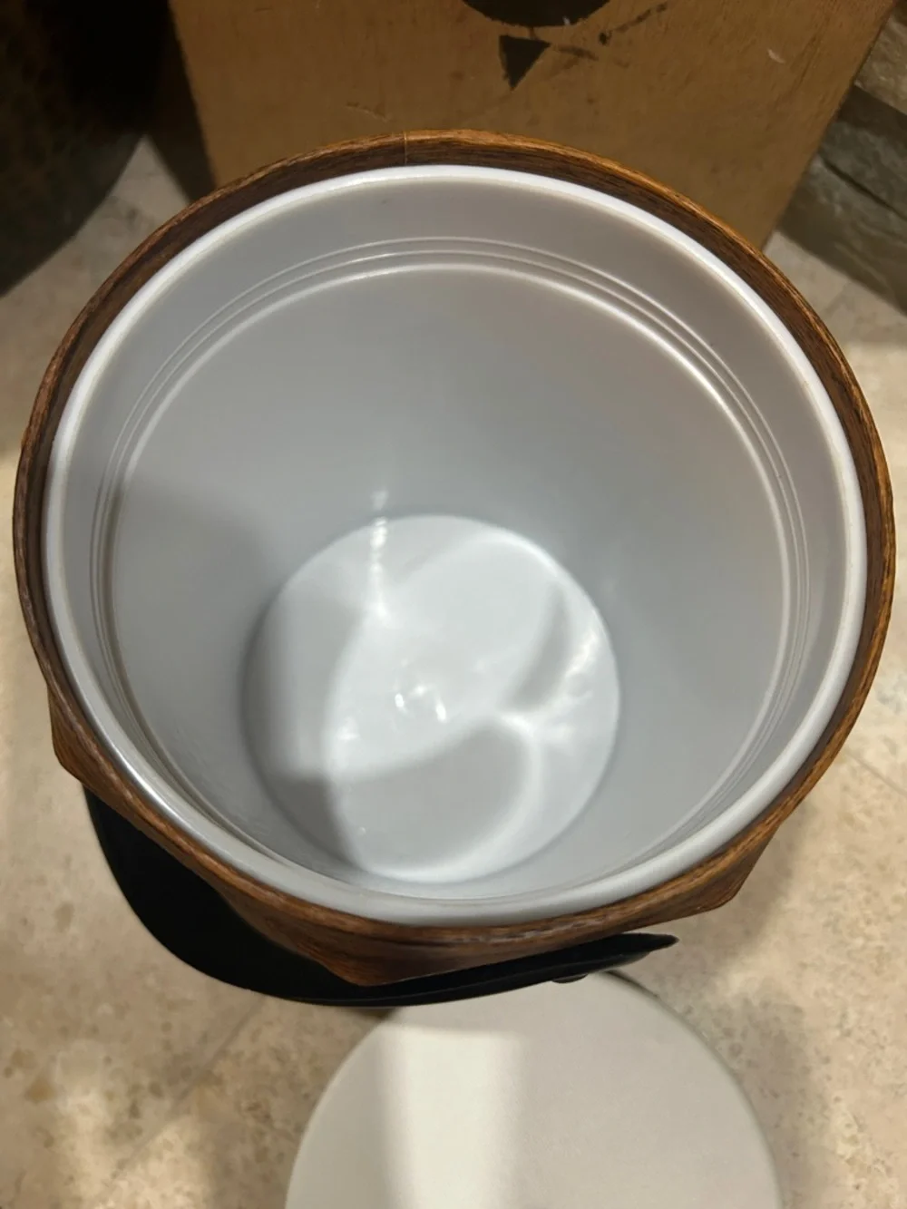 Vintage Faux Wood Grain Octagon Shaped Ice Bucket
